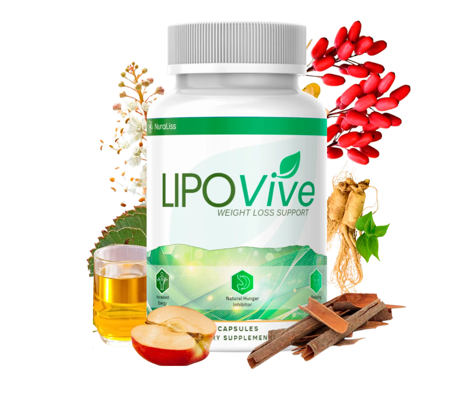 LipoVive bottle with ingredients